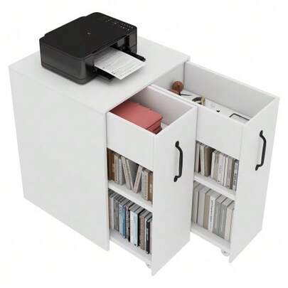 Small Bookcase With Wheels 52 X 50 X 75 Cm – With Shelves And Drawers, Reversible Left/Right Configuration, Fully Removable Single Element, With Anti-Fall Protection, Bedside Table