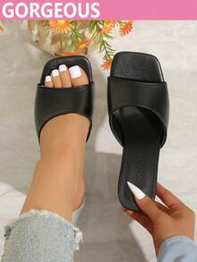 Giày sandal cao gót thanh lịch dành cho nữ, sandal cao gót màu đen, sandal màu vàng, gót bất đối xứng, kiểu dáng tối giản, phù hợp cho các bữa tiệc và hộp đêm. - màu đen - Xem 5