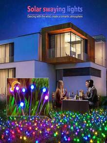 Luces de jardín solares oscilantes con diseño de luciérnagas, luces LED de paisaje para exteriores IP65 a prueba de agua con tallo flexible y diseño oscilante, grandes luces de estaca oscilantes con encendido/apagado automático, adecuadas para el patio, el jardín, el camino, la decoración navideña - Luces solares para jardín - Ver 2