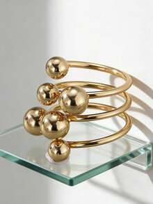 1 pieza Anillo ancho de metal redondo con estilo punk minimalista, adecuado para mujeres en vacaciones, cumpleaños, citas, fiestas, vacaciones, viajes diarios - Estilo de judía redonda - Ver 8