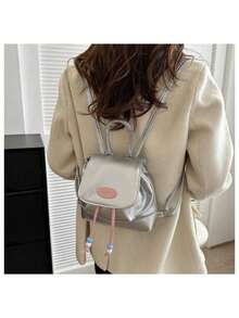Women Fashion Backpacks - 銀色 - 查看 7