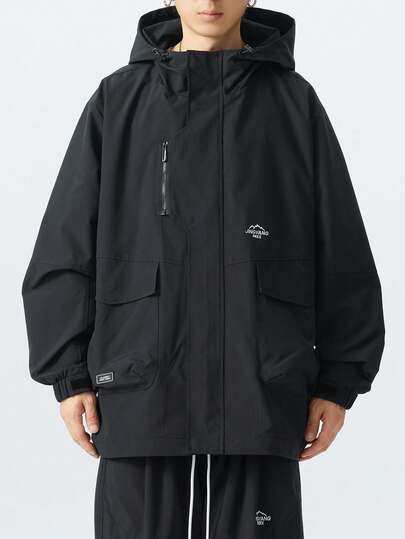 加大码男士印花宽松工装飞行员夹克，美式休闲风格