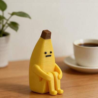 2个可爱香蕉造型装饰摆件，趣味香蕉雕塑，创意家居装饰，适用于办公桌、卧室、客厅，可作礼物，微笑香蕉装饰，拥抱香蕉桌面摆件