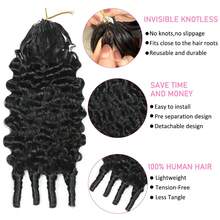Tóc giả móc sợi xoăn kiểu Bohemian , dài 20 inch, nặng 50 gram, không rối, đã được tách sẵn, mềm mại như lông vũ, loại 3C4A, nhẹ và có thể tái sử dụng, phù hợp cho các buổi biểu diễn âm nhạc, đám cưới, lễ hội và các dịp khác, giúp bạn tỏa sáng trong cuộc sống hàng ngày. - Natural Black - Xem 2