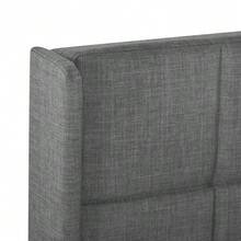 Modern Design Upholstered Bed With Its Upholstered Headboard. Single Bed With Slatted Base, 90x200cm, In Linen, Medium Firmness (Without Mattress) - Grey - View 10