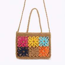 A New Woven Bag With A Floral Pattern, Which Can Be Used As A Handbag Or Shoulder Bag, Suitable For Beach Vacations, Photo Shoots, Leisure Outings, And Commuting For Women. - Màu be - Xem 7
