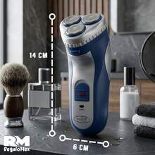 Rasuradora Eléctrica Recargable 3 Cabezales Afeitadora Barba y Patilla Diseño Ergonómico con Cable - Azul - Ver 7