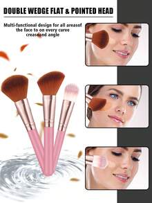 41件套化妆工具套装，包含：24支化妆刷套装+1个化妆刷清洁工具+4个圆形粉扑+4个化妆海绵+4个迷你气垫粉扑+4个迷你化妆海绵，一应俱全，新手友好 | 方便旅行携带，送礼佳品 | 新手/女性的完美之选 - 彩色 - 查看 4