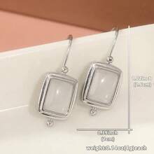 1 Pair Minimalist Square Cubic Zirconia Pendant Earrings, Suitable For Daily Wear, Dates, Parties, Ideal Gift For Friends And Family - Silver - View 2