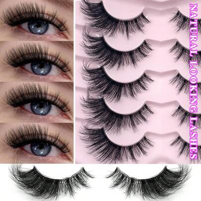 ENCHUW 5对猫眼假睫毛，透明梗，纤细轻盈，自然妆效，仿貂毛材质，适合派对妆容