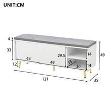 Shoe Bench, Shoe Rack With Seat, Bench With Cushion, Shoe Cabinet With Storage Space, Wardrobe Bench, White, Dimensions: 121 * 35 * 49 Cm (Width * Depth * Height) - White - View 11