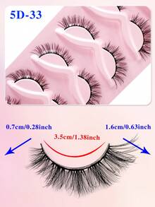 ENCHUW 5 pares de pestañas postizas de ojo de gato falsas, pestañas postizas esponjosas y suaves con apariencia natural para maquillaje - Negro - Ver 2
