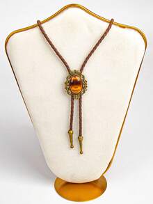 1件复洛克风格椭圆形波洛领带，男士西部牛仔合金编织绳项链，配饰 - 款式二 - 查看 14