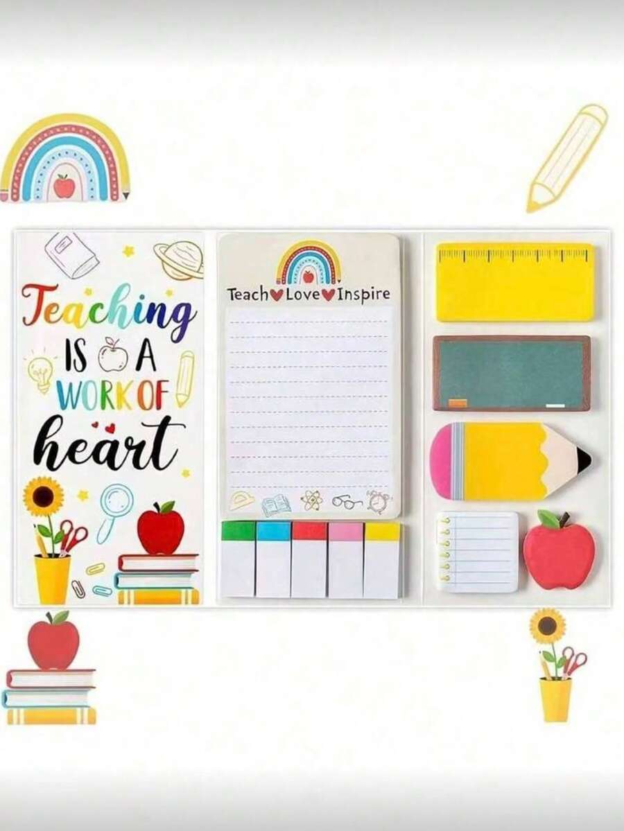1 Bộ Sổ Lưu Niệm Tiệc Ngày Nhà Giáo, Quà Tặng Tiệc, Sổ Ghi Nhớ Hình Hoạt Hình, Bộ Sổ Ghi Nhớ, Giấy Ghi Chú Tự Dính Tùy Chỉnh Dành Cho Giáo Viên, Bộ Nhãn Dán Tiện Lợi, Đồ Dùng Văn Phòng, Quà Tặng Ngày Nhà Giáo - A - Xem 1