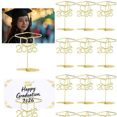 Khung trưng bày ảnh tốt nghiệp hình mũ tốt nghiệp năm 2026, giá đỡ số bàn 2 inch cho lớp tốt nghiệp năm 2026, đồ dùng cho tiệc tốt nghiệp, tiệc dạ hội, tiệc buffet, vật trang trí trung tâm, giá đỡ số bàn tốt nghiệp, giá đỡ thiệp.