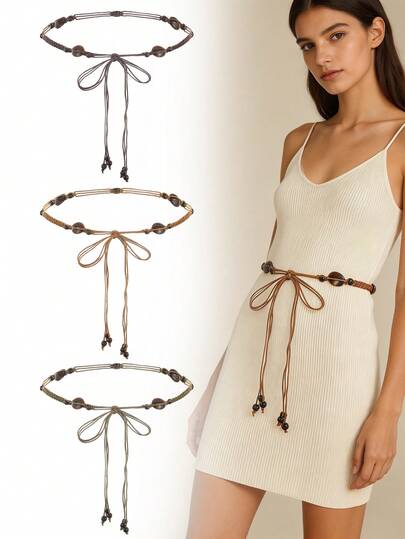 1 pieza Cinturón ancho vintage hecho a mano, diseño bohemio, accesorio de moda para vestidos de mujer, primavera/verano