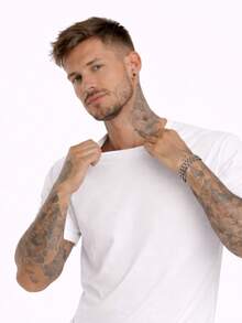 Men's Basic Casual Plain T-Shirt In Premium Combed Cotton, Sizes S To XL - 白色 - 查看 4