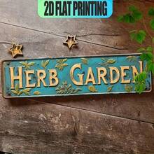 2D Flat - This Vintage-Style 2D Flat Printed Decorative Plaque And Sign, Labeled "HERB GARDEN", Is A Multi-Functional Signage That Can Be Used As A Unique Decorative Art Piece - Multicolor - View 3