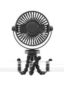 Portable Baby Stroller Fan With Phone Holder | 3 Wind Speeds, 360° Rotation, USB Rechargeable Clip-On Fan For Car Seat, Baby Crib, Office And Travel | Power Bank To Charge Phone - Black - View 8