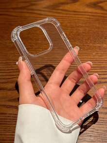 Minimalist Elegant Transparent Airbag Shockproof Phone Case, Suitable For IPhone 16 Pro Max/16/16 Pro/16 Plus/15 Pro Max/15 Pro/15 Plus/15/11/12/13/14 Pro Max/XS/XR/11 Pro/11 Pro Max/12 Pro/12 Pro Max/13 Pro/13 Pro Max/7 Plus/14 Pro/14 Pro Max/14 Plus/7 Plus/8 Plus/8/SE2/12 Mini/13 Mini, Soft Shell Material, Anti-Yellowing Phone Case Protective Cover - Clear - View 2