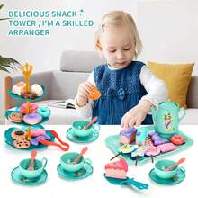Toiyese 45-Piece Mermaid Theme Tea Set, Includes Iron Teapot And Storage Box, Suitable For 3-6 Year Old Children, Princess Kitchen Toy, Perfect Birthday Gift - Green - View 3