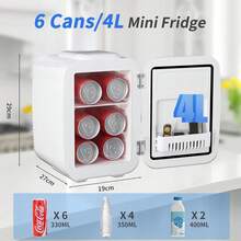 OSTBA Mini Fridge, 4 Liter/6 Cans Small Fridgerator For Bedroom,  Thermoelectric Cooler And Warmer For Skincare Drink Office Dorm Car, White - 白色 - 查看 2