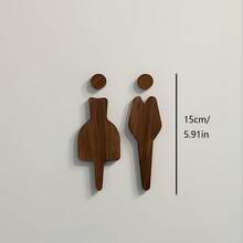 Semn minimalist din lemn pentru ușă de baie, indicator creativ cu pictogramă masculină/feminină, semn din lemn pentru toaletă, semn pentru baie, potrivit pentru decorul casei și uz comercial, accesoriu de decor pentru baie - cafea maro - Vizualizare 7