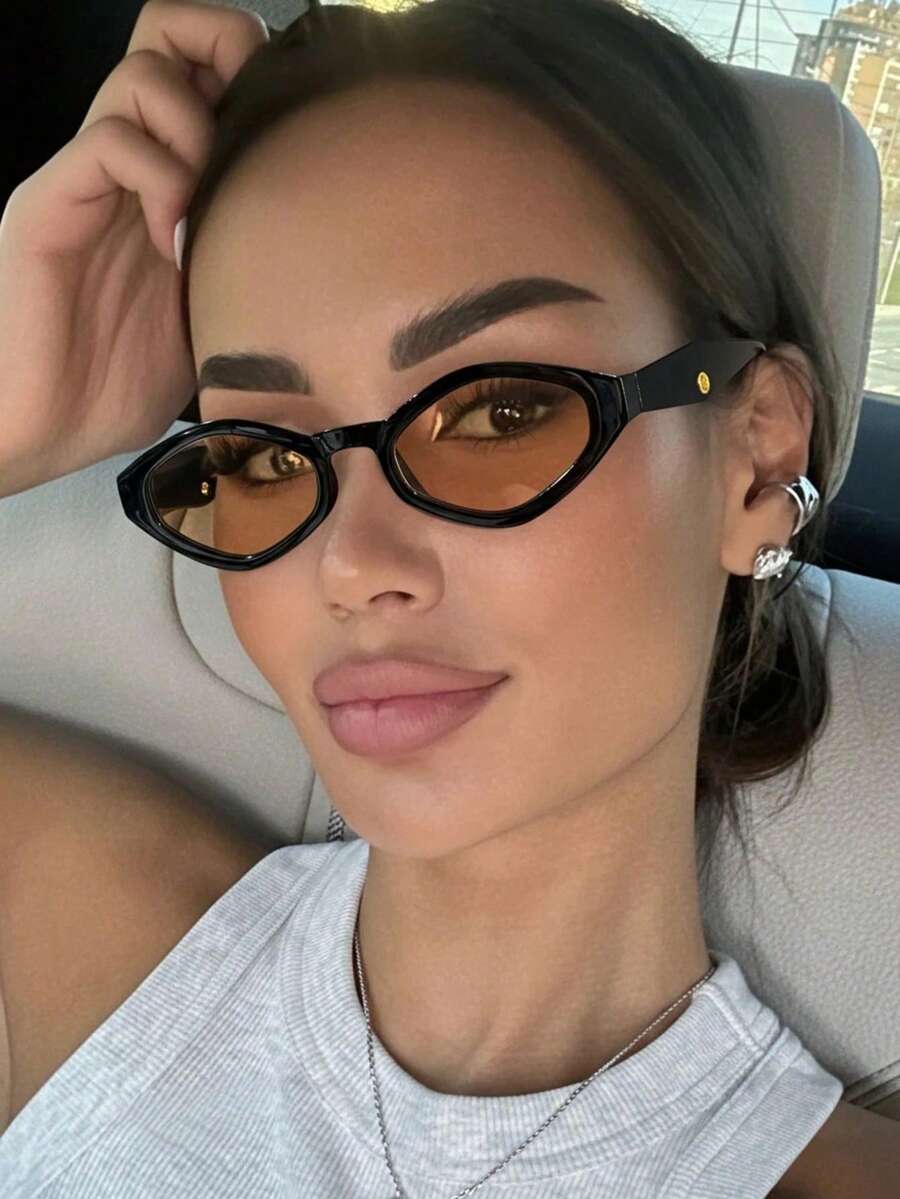 1 pieza Gafas de moda con cristales de acrílico y rhinestones para mujer, adecuadas para paseos diarios, festivales de música y regalos de vacaciones - Multicolor - Ver 1