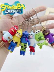 SpongeBob SquarePants 6 Peças Chaveiro Residente Calça Quadrada, Cor e Estilo Aleatórios, Imagem do Irmão Polvo Estrela Grande Calça Quadrada, Pingente de Festa, Pingente de Bolsa de Anime Fofo, Pingente de Telefone Celular, Chaveiro, Pingente Portátil da Moda, Chaveiro, Pingente de Bolsa de Nicho, Acessórios de Alta Qualidade - Multicolorido - Visão 5