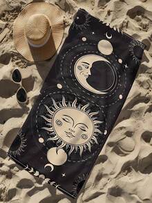 Boho Chic Moon & Sun Pattern Beach Towel - Oversized, Lightweight, Quick-Dry & Super Absorbent, For Swimming, Bathing, Camping - YWJHUI - Multicolor - View 5