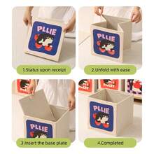 Multi-Purpose Cartoon Cat Storage Box, Foldable Fabric Closet Organizer With Stackable Design, Tidy Solution For Books, Toys & Kids' Room Clutter - Multicolor - View 5