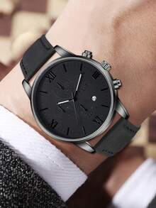 4pcs Men's Quartz Watch Combination Set, Business Casual Minimalist Retro Dial With Calendar Function For Daily Wear, Party Decoration Or Father's Day Back To School Season, Various Festival Gifts For Friends And Fathers - Multicolor - View 7