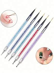 Bộ 5 cọ vẽ móng hai đầu, dụng cụ chấm chi tiết móng, đồ dùng làm móng, dụng cụ làm móng cho mùa tựu trường, thích hợp cho việc dán móng giả. - Nhiều màu - Xem 12