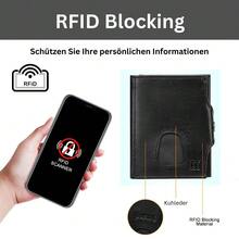 FOMAX Geldbörse Mini Herren Slim Wallet Klein mit Münzfach RFID Schutz, Kartenetui Kreditkartenetui, Portmonee Geldbeutel Portemonnaie, Schwarz - Ruß - Übersicht 4
