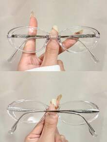 Gafas de mujer con montura ovalada pequeña y estilo retro, con diseño de templos de metal con estampado floral, adecuadas para el trabajo, la escuela, la oficina, los desplazamientos, que cumplen tanto funciones de protección ocular como de decoración - Multicolor - Ver 11