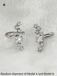 1 Pair Crystal Star Clip-On Earrings, Women's Cubic Zirconia Non-Pierced Ear Cuffs, Cartilage Clip Earrings, No Ear Holes Required - 金色 - 查看 4