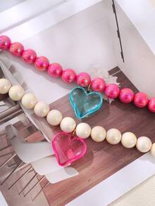 1 pieza Collar con colgante de corazón grande de resina con cuentas, de estilo bohemio, creativo, elegante y minimalista, adecuado para mujeres, hermanas, parejas, bailes de graduación o fiestas, regalo perfecto para uso diario, citas, fiestas, bodas, vacaciones o playa en verano - collar - Ver 6
