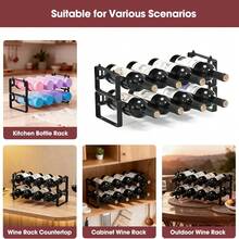 2-Tier 8-Bottle Stackable Countertop Wine Rack, Suitable For Cabinet Interior, Small Desktops, Dining Tables, Kitchens, Bars, Pantries And Compact Spaces - Black - View 6