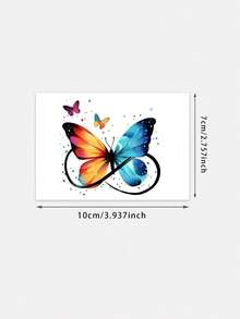 1pc Waterproof & Sweat-Resistant Temporary Tattoo Sticker, Colorful Demon Butterfly Design, Personalized Fashion Suitable For Women - Multicolor - View 6