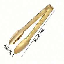 1/2pcs Champagne Golden Stainless Steel Serving Tongs, 9" Easy Grip - Perfect For Buffet & Parties - 金-1件 - 查看 3