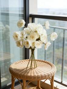 1/3pcs Artificial Reni Flower Bouquet - Artificial Flowers; 5 Flowers Per Stem, European Style Decorative Floral Arrangement Suitable For Home Living Room, Soft & Lifelike Petals, Elegant & Romantic Style, High-Quality Silk Material, Ideal For Autumn/Winter Decor - White - View 9