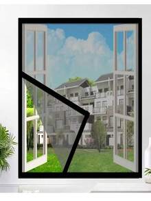 1 tấm lưới chống côn trùng tự dính cho cửa sổ, lưới chống côn trùng vô hình dùng trong nhà vào mùa hè, dễ dàng lắp đặt. - Lưới màu đen với viền đen - Xem 7
