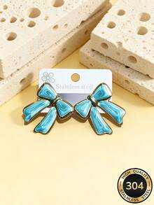 不锈钢女士耳环 – 优雅的海星、花朵、蝴蝶结、心形和宝石设计，低过敏性，不易褪色，抗氧化，是生日、节日和特殊场合的完美礼物。 - 彩色 - 查看 6