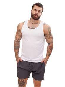 KIT OF 5 Men's Shorts In Tactel Elastane Resin, Casual, Comfortable With Pockets - 皇家藍/灰/鉛灰/海軍藍/黑 - 查看 5