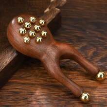 Dụng cụ massage mũi bằng gỗ Guasha, lược cầm tay có hạt đồng chống tĩnh điện dùng cho mặt, mũi, mắt, thư giãn các huyệt đạo. - Nhiều màu - Xem 8