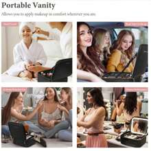 Travel Makeup Bag With LED-Illuminated Mirror For Women - Travel Makeup Organizer, Makeup Case, 3 Lighting Modes, Adjustable Dividers, Travel Essential, Makeup Bags For Women, Designer Bags, Vanity Essentials, Cute Makeup Leopard Print - Leopard Print - View 9