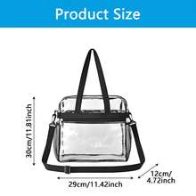 Ladies' Handbags, Beauty Bags, Briefcases, Daily Necessities Storage Bags, Tote Bags For Women, Shoulder Bag, Cartera, Large Tote Bag, Elegant Women's Handbag, Purses And Bags Women, Shoulder Bags For Women, Women Bags,Hand Bags,Cross Body Bag,Suitable For Outdoor Activities, Travel, Commuting, Work, Back To School, Concerts, Gyms, Local Warehouse Delivery 3-7 Days Clear Crossbody Bag, Transparent PVC & Nylon Stadium-Approved Tote With Adjustable Strap, See-Through Design For Daily Use, Gym & Sports Events – Keep Your Essentials Visible & Secure Convertible Clear Tote Bag, Dual-Use Handbag & Crossbody With Transparent PVC & Nylon Material, Perfect For Everyday Outings, Gym Workouts & Stadium Events – Lightweight & Durable Premium See-Through Crossbody Tote, Transparent PVC & Nylon Stadium-Compliant Bag With Multiple Pockets, Ideal For Daily Essentials, Gym Gear & Sports Events – Stylish & Functional For Women & Men - màu đen - Xem 3