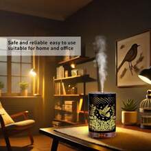 Difusor de aceite esencial de metal difusor de aromaterapia difusor de niebla fría con 7 luces de color para el hogar oficina spa mariposa grande - Pájaro - Ver 3