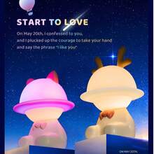 High Quality Cute LED Night Light, Rechargeable Silicone Cartoon Cat Design Adorable Animal Night Lamp - Multicolor - View 5