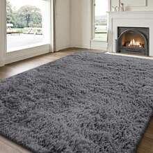 Rectangular Shaggy Rugs Living Room, Grey Large Rugs For Living Room, Soft And Fluffy Area Rugs For Bedroom, Durable And Easy To Clean Modern Home Decor, Atmosphere High End Decorative Carpet. - Dark Grey - View 4